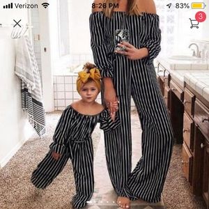 Mommy & Me Striped Off-Shoulder L/S Jumpsuit
